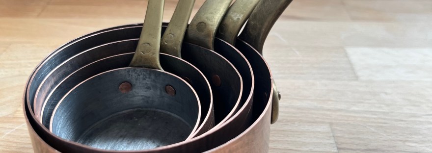 Set of copper pans